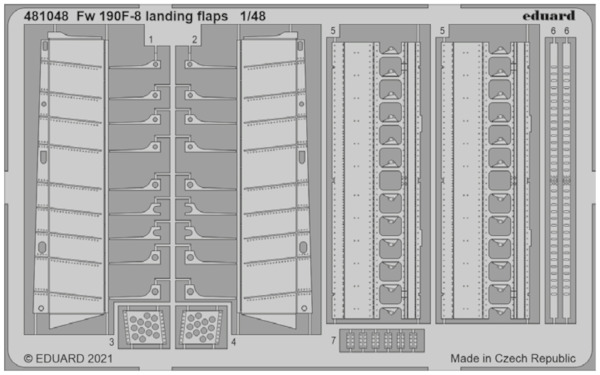 Detailset Focke Wulf FW190F-8 Landing flaps (Eduard) E48-1048