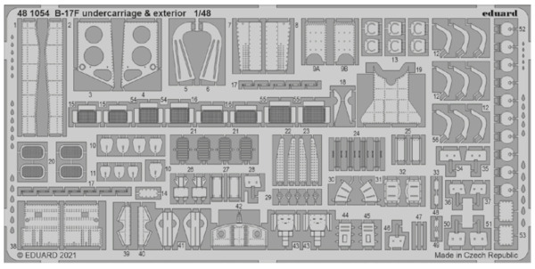 Detailset Boeing B17F Flying Fortress Undercarriage & exterior (Hong Kong Models)  E48-1054