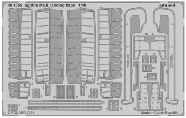 Detailset Supermarine Spitfire MKII Landing flaps (Eduard)  E48-1055