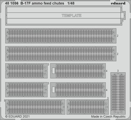 Detailset B17F Flying fortress Ammo feed shutes (Hong Kong Models)  E48-1056