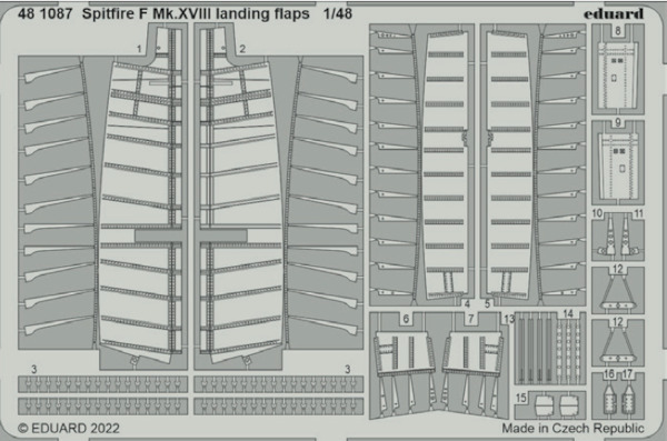 Detailset Supermarine Spitfire F. MKXVIII Landing Flaps (Airfix) E48-1087