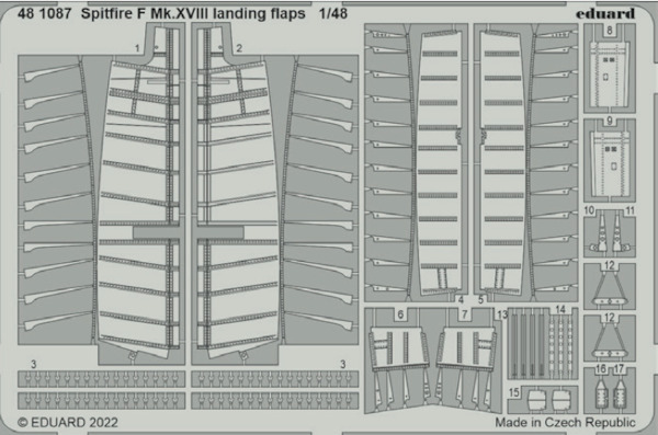 Detailset Supermarine Spitfire F. MKXVIII Landing Flaps (Airfix)  E48-1087