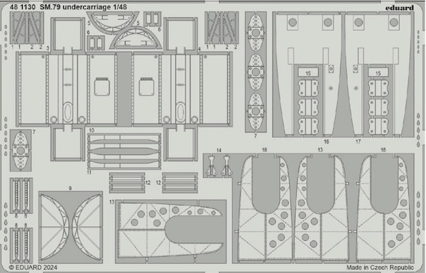 Detailset Savoia Marchetti SM79 Sparviero Undercarriage (Classic Airframe/ Eduard)  E48-1130