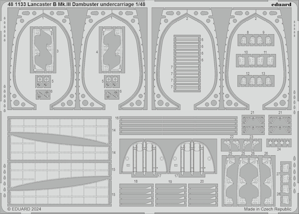 Detailset Lancaster B. MKIII Dambuster undercarriage (HK Models) E48-1133