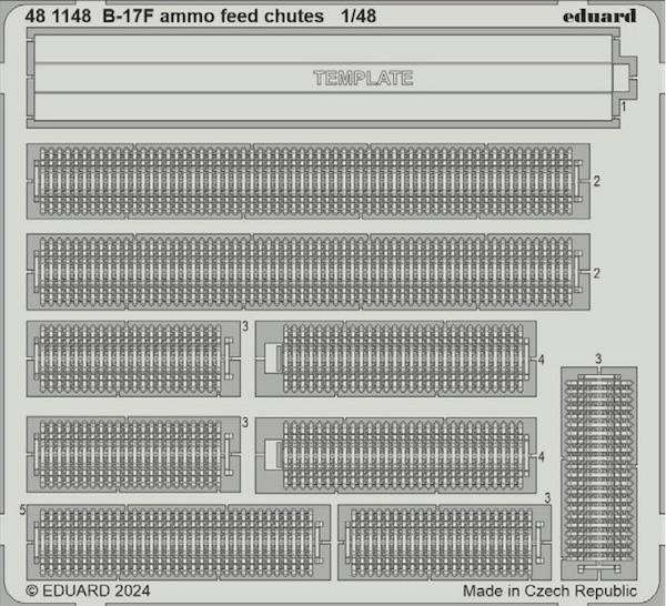 Detailset  B17F Flying Fortress Ammo feed shutes  (Eduard/ Hong Kong Models)  E48-1148