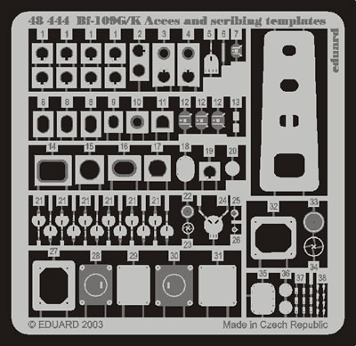 Detailset Messerschmitt BF109G acces and Scribing templates (Hasegawa) E48-444