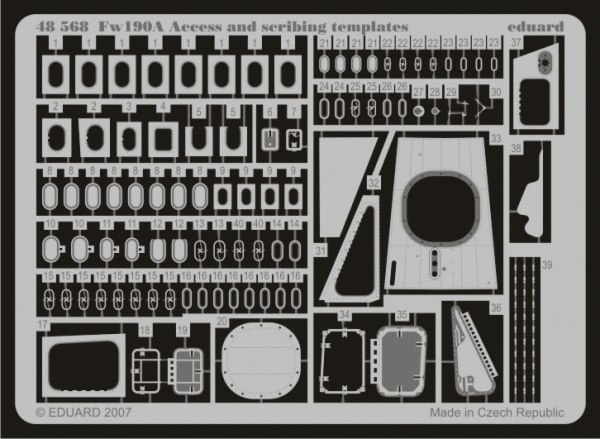 Detailset Focke Wulf FW190A/F Access and scribing templates (Tamiya)  E48-568