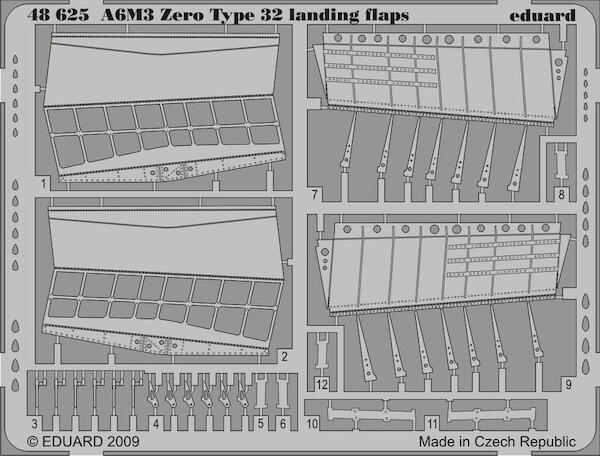 Detailset Mitsubishi A6M-3 Zero type 32 Landing Flaps (Hasegawa)  E48-625