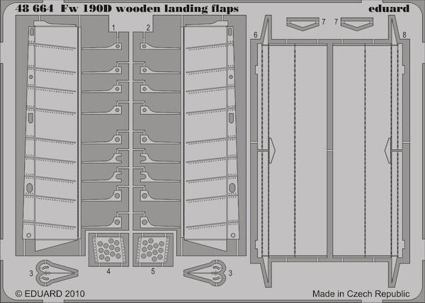 Detailset Focke Wulf FW190D-13 Wooden landing Flaps (Eduard) E48-664