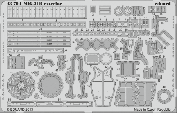 Detailset Mikoyan MiG21R Fishbed exterior (Eduard) E48-794