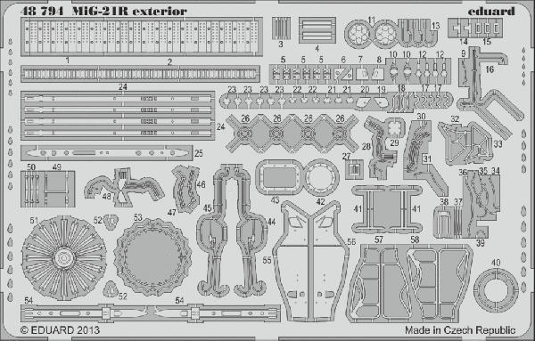 Detailset Mikoyan MiG21R Fishbed exterior (Eduard)  E48-794