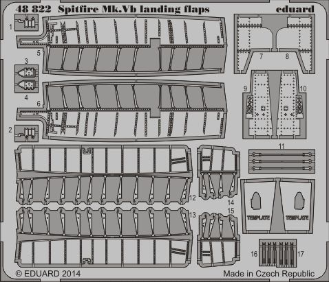 Detailset Spitfire MKV Landing flaps (Airfix) E48-822