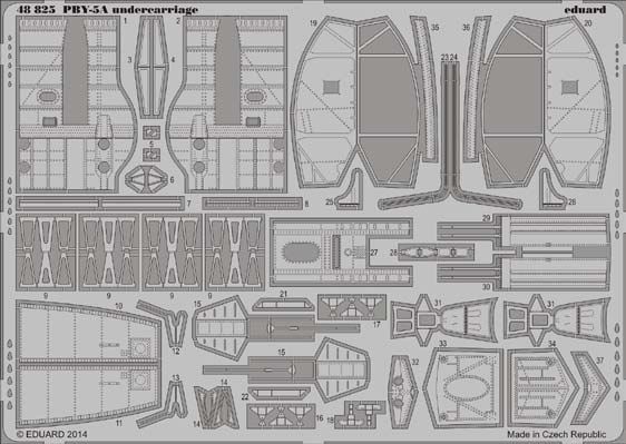 Detailset PBY5A Catalina Undercarriage (Revell/Monogram/Eduard) (REISSUE)  E48-825