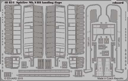 Detailset Spitfire MKVIII Landing Flaps (Eduard)  E48-834