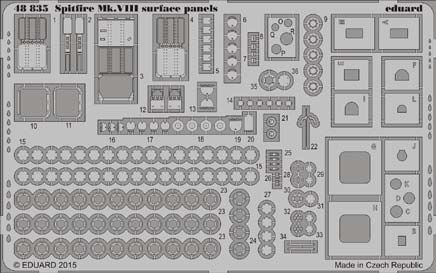 Detailset Spitfire MKVIII Surface Panels (Eduard) E48-835