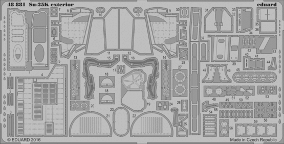 Detailset Suchoi Su25K Frogfoot Exterior (SMER, KP, OEZ) E48-881