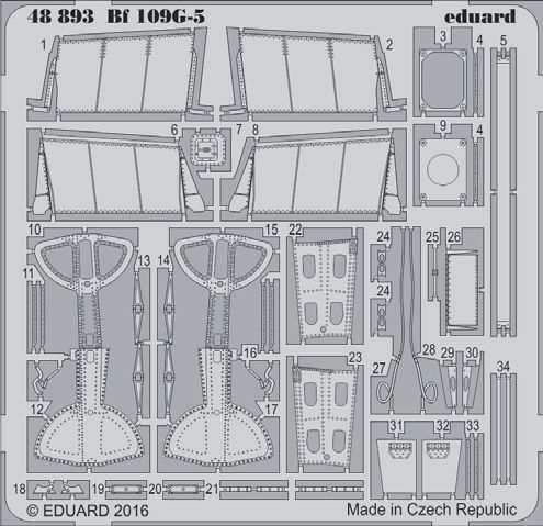 Detailset Messerschmitt BF109G-5 Exterior (Eduard)  E48-893