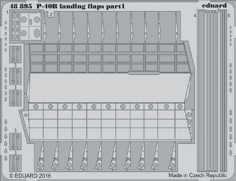 Detailset Curtiss P40B landing flaps (Airfix) E48-895