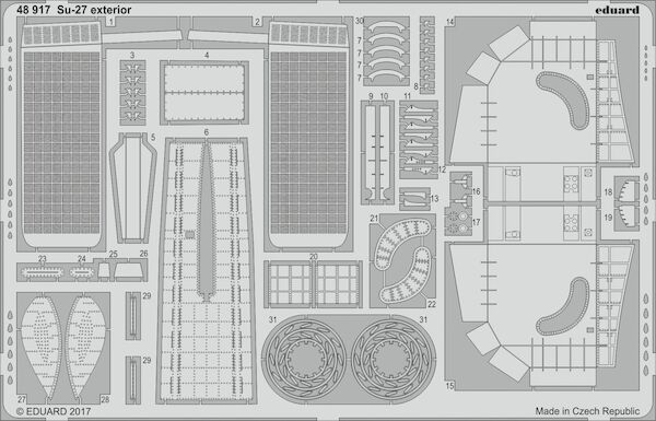 Detailset Sukhoi Su27 Flanker Exterior (Hobby Boss) E48-917