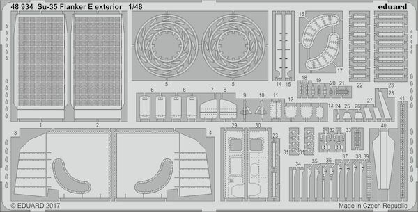 Detailset Suchoi Su35 Flanker E exterior (Kitty Hawk) E48-934