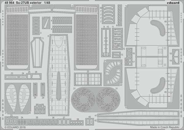 Detailset Sukhoi Su27UB Flanker B Exterior (Hobby Boss) E48-964