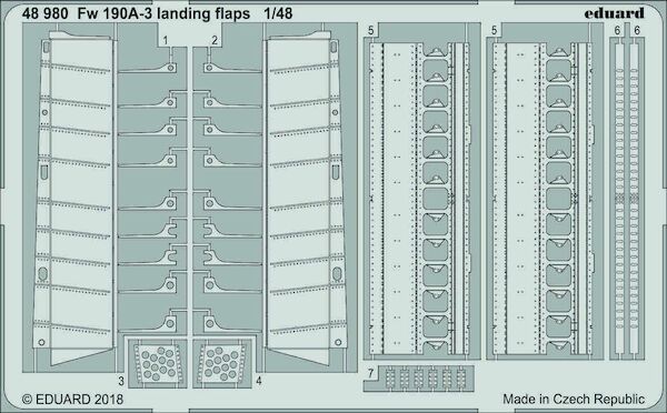 Detailset Focke Wulf FW190A-3 Landing Flaps (Eduard) E48-980