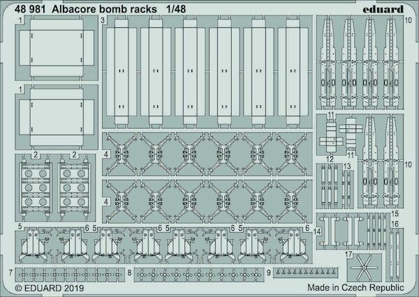 Detailset Fairey Albacore Bomb Racks (Trumpeter)  E48-981