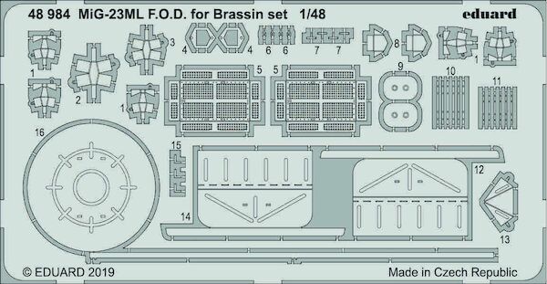 Detailset Mikoyan MiG23ML FOD set for Eduards Brassin set but can be used on its own (Eduard/Trumpeter)  E48-984