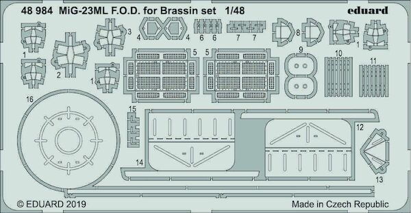 Detailset Mikoyan MiG23ML FOD set for Eduards Brassin set but can be used on its own (Eduard/Trumpeter) E48-984