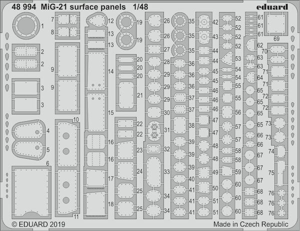 Detailset Mikoyan MiG21 Surface panels  E48-994