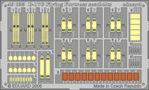 Detailset Boeing B17F Flying Fortress Seatbelts (Monogram//Revell)  E49-025
