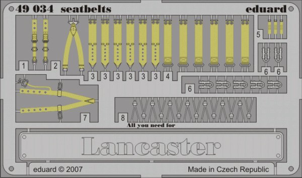 Detailset Avro Lancaster Seatbelts (Tamiya)  E49-034