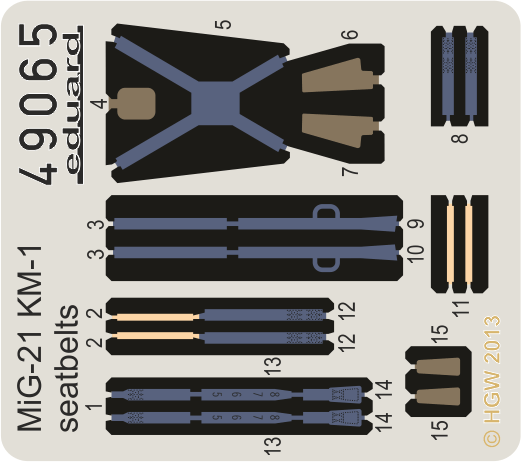 Detailset MiG21 Fishbed KM1 Seatbelts FABRIC E49-065