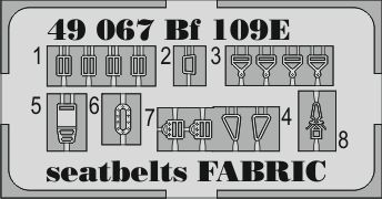 Detailset Messerschmitt BF109E Seatbelts FABRIC  E49-067