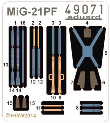Detailset MiG21PF Fishbed Seatbelts FABRIC  E49-071