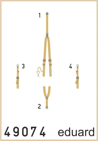 Detailset Spitfire MKVIII Seatbelts - Fabric (Eduard) E49-074
