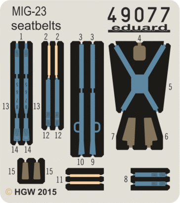 Detailset MiG23 Seatbelts SUPER FABRIC (Trumpeter) E49-077