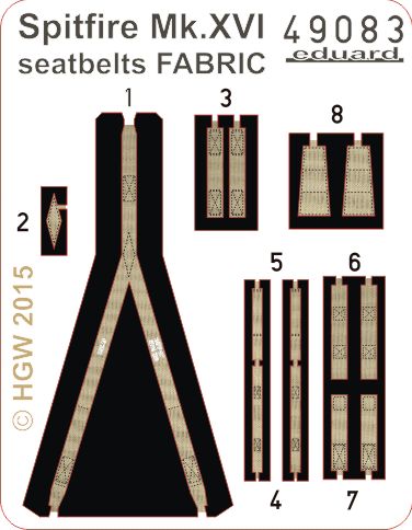 Detailset Spitfire MKXIV Seatbelts FABRIC (Eduard)  E49-083