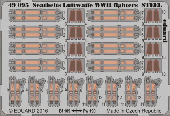 Detailset Luftwaffe WWII Fighter Seatbelts STEEL E49-095