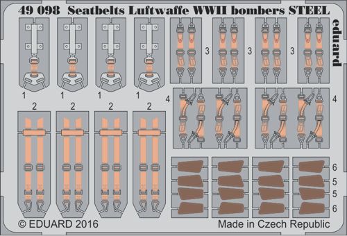 Detailset Luftwaffe Bombers WW2 Seatbelts STEEL E49-098