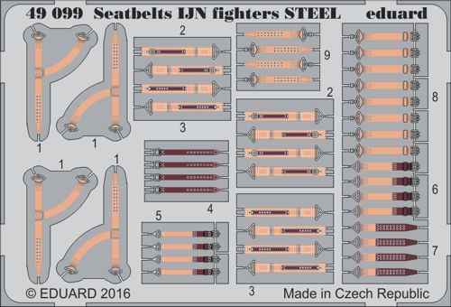 Detailset Japanese Navy Fighters WW2 Seatbelts STEEL E49-099