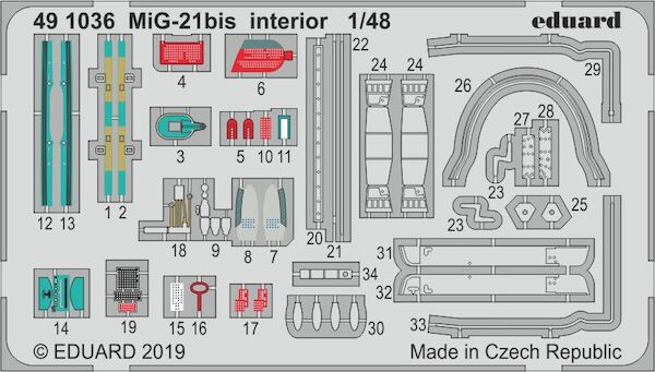 Detailset Mikoyan MiG21Bis "Fishbed" Interior (Eduard)  E49-1036