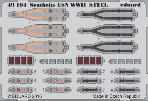 Detailset US Navy Fighters WW2 Seatbelts STEEL  E49-104