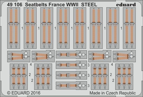 Detailset French WWII Fighter Seatbelts (STEEL) E49-106