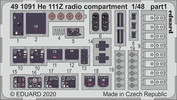 Detailset Heinkel He111Z radio Compartiment Interior (ICM) E49-1091