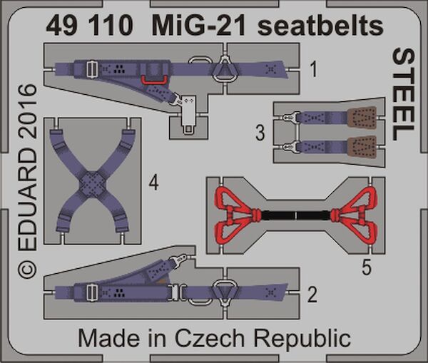 Detailset Mikoyan MiG21 Seatbelts (STEEL) E49-110
