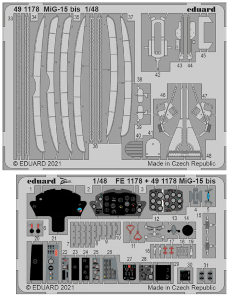 Detailset Mikoyan MiG15Bis  (Bronco/Hobby 2000)  E49-1178