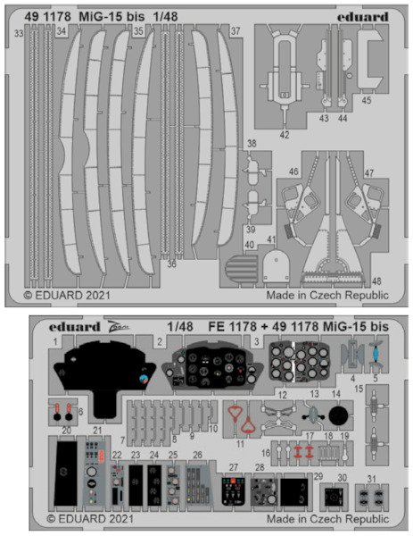 Detailset Mikoyan MiG15Bis (Bronco/Hobby 2000) E49-1178