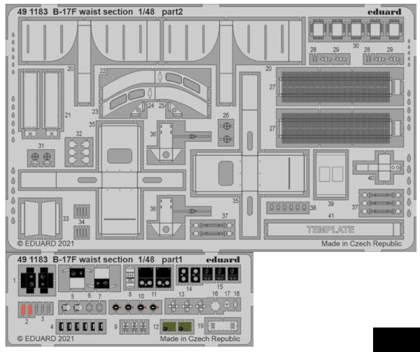 Detailset Boeing B17F Flying Fortress Radio Waist Section (Hong Kong Models)  E49-1183