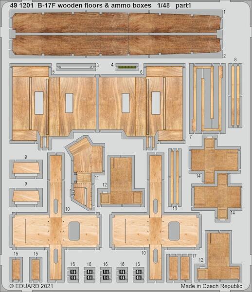 Detailset  Boeing B17F Flying Fortress Wooden floor and ammo boxes (Hong Kong Models)  E49-1201